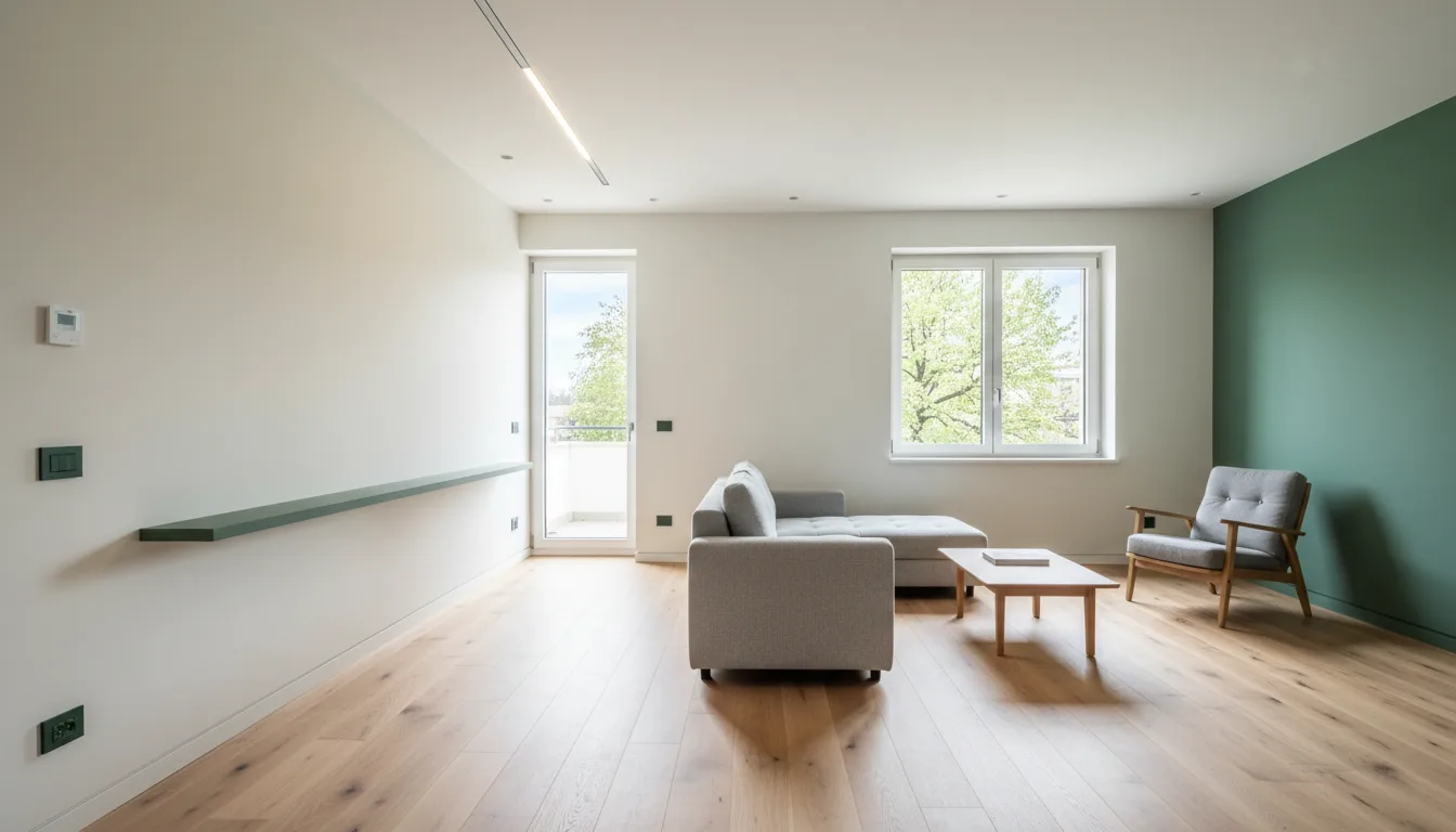 Interno contemporaneo luminoso dopo una ristrutturazione