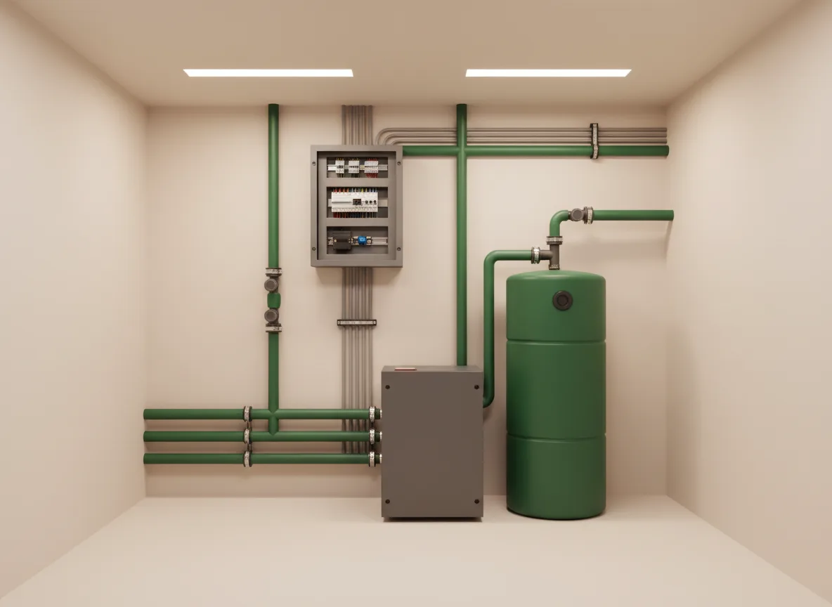 Schema illustrativo di impianti elettrici e termici integrati